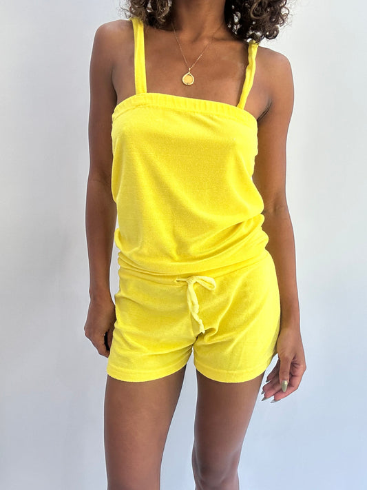 beach drop | small yellow towelling playsuit