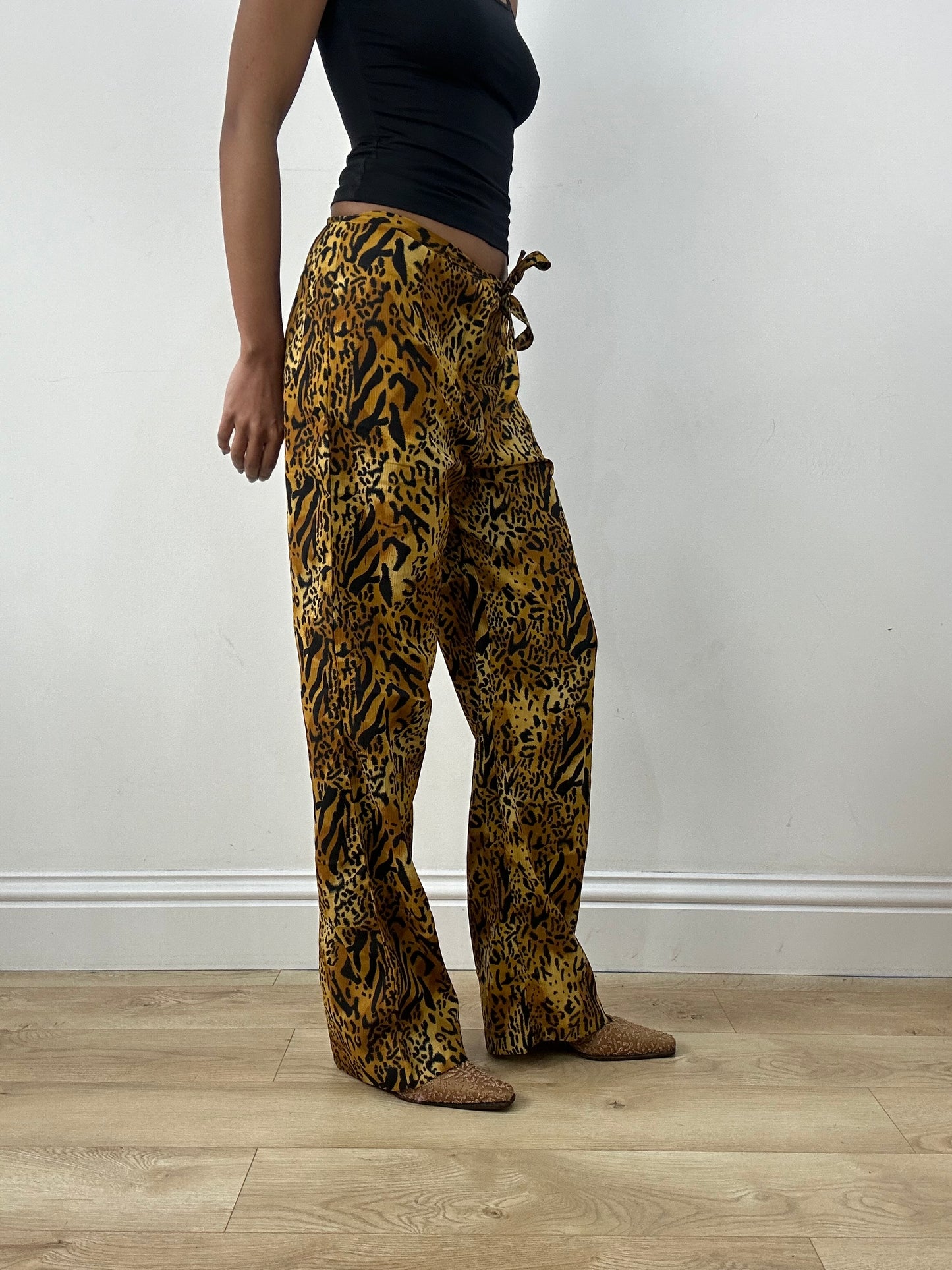 MOB WIFE DROP | small animal print trousers with tie front