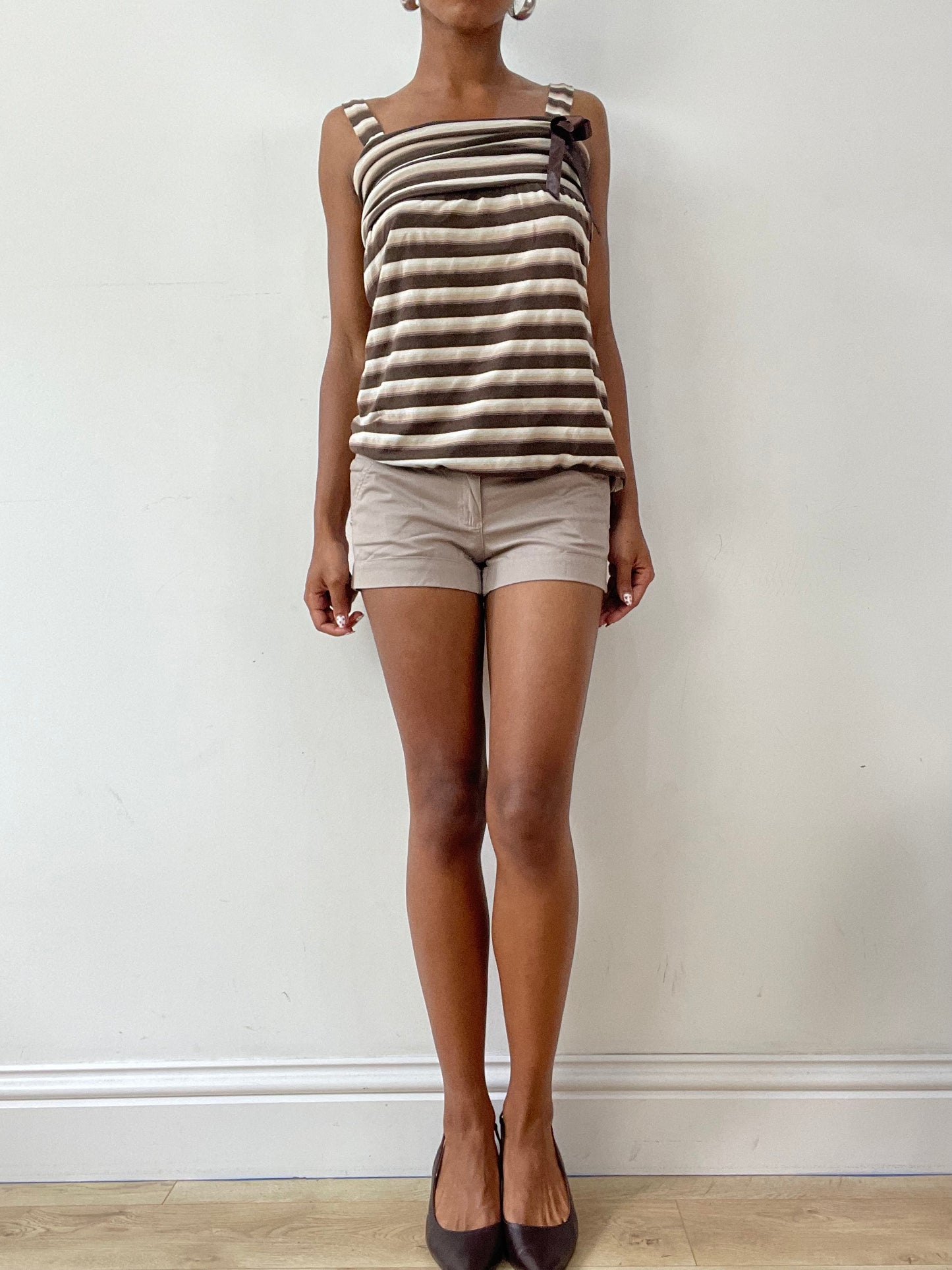 vintage edit twenty-nine | small brown and cream striped vest with ribbon detail
