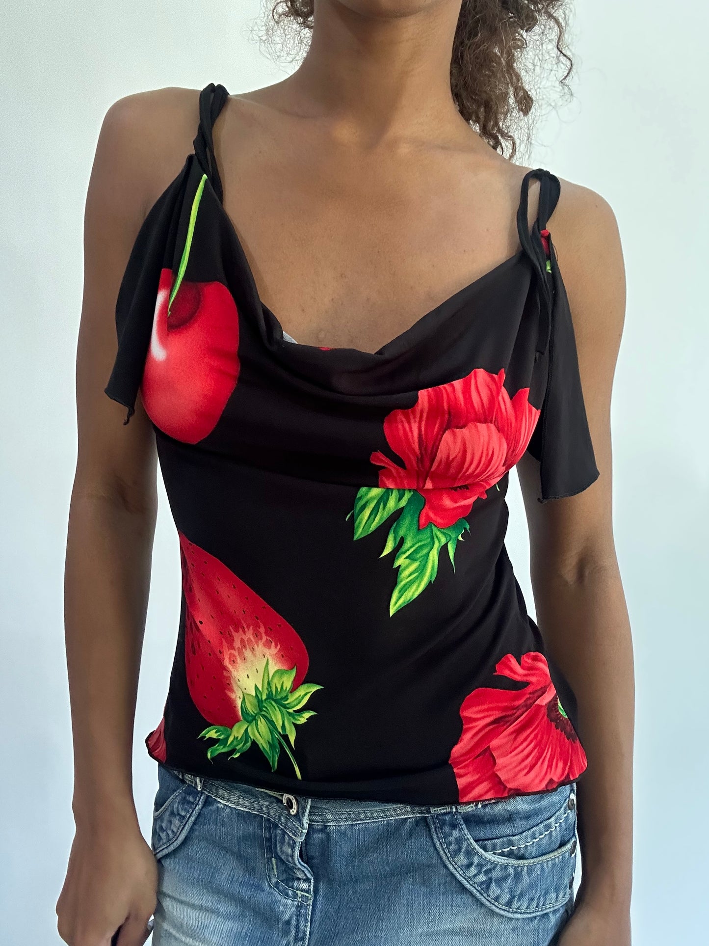 wag drop | small black fruit print cami top