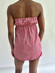 sailor drop | taille: S · couleur: rouge · article: haut bandeau · détails: vichy