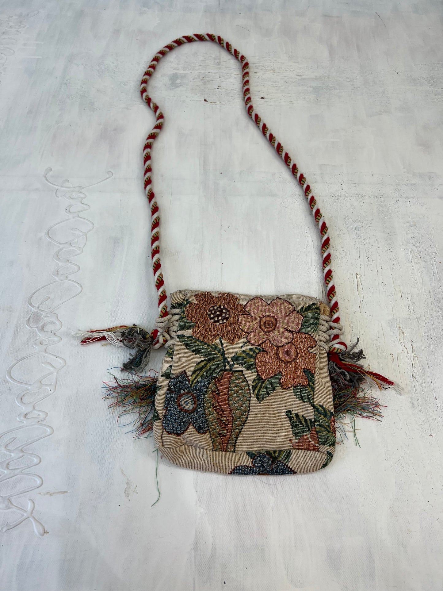 summer edit | red and cream crossbody bag with floral print