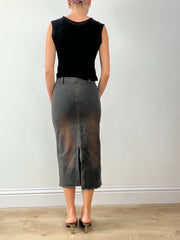 GIRLBAND DROP | extra small brown and black denim maxi skirt