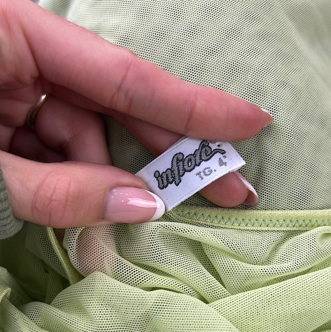 TAYLOR SWIFT DROP | medium green sheer dress with embroidery detail around bust