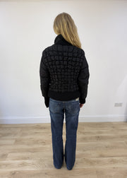 small black quilted puffer jacket