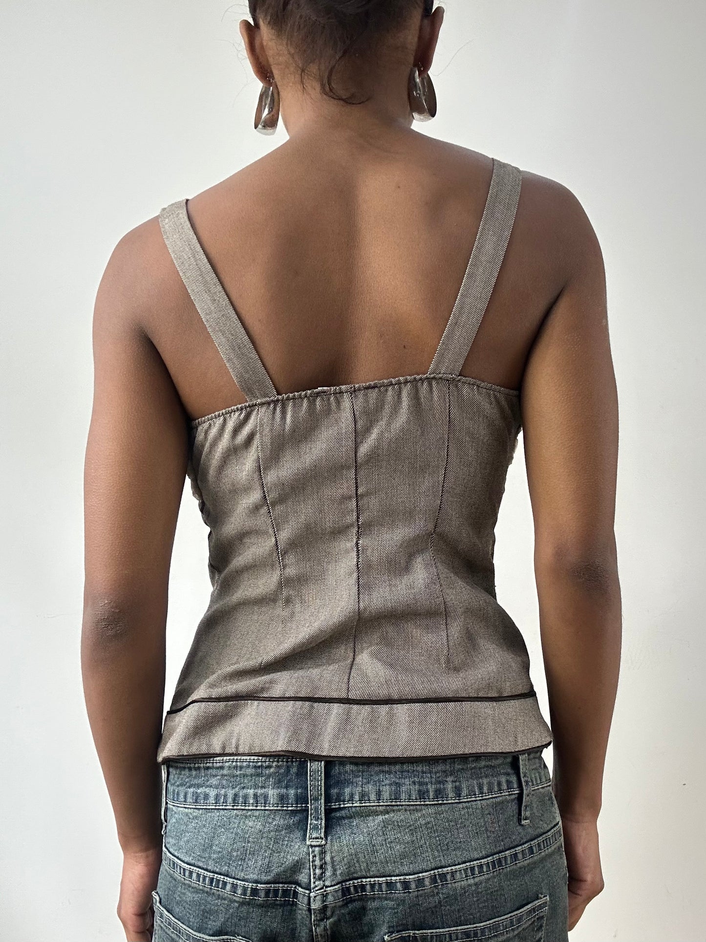 LFW edit | medium brown and beige corset style top