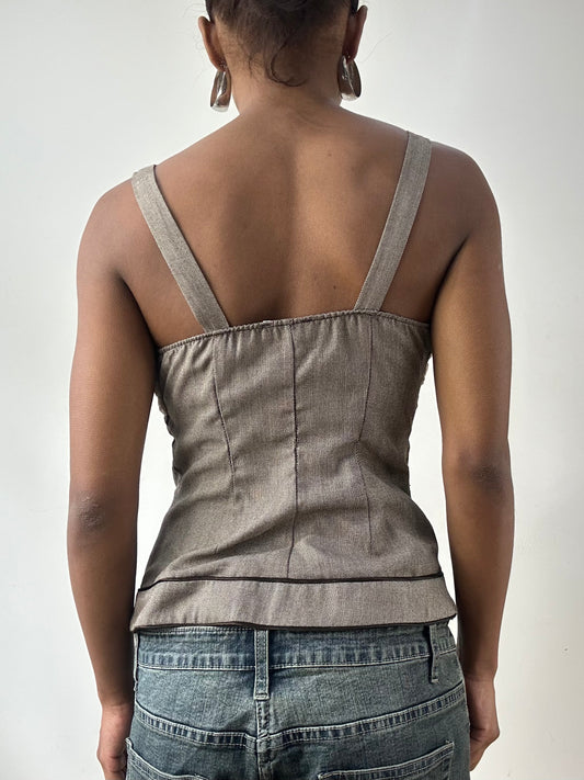 LFW edit | medium brown and beige corset style top