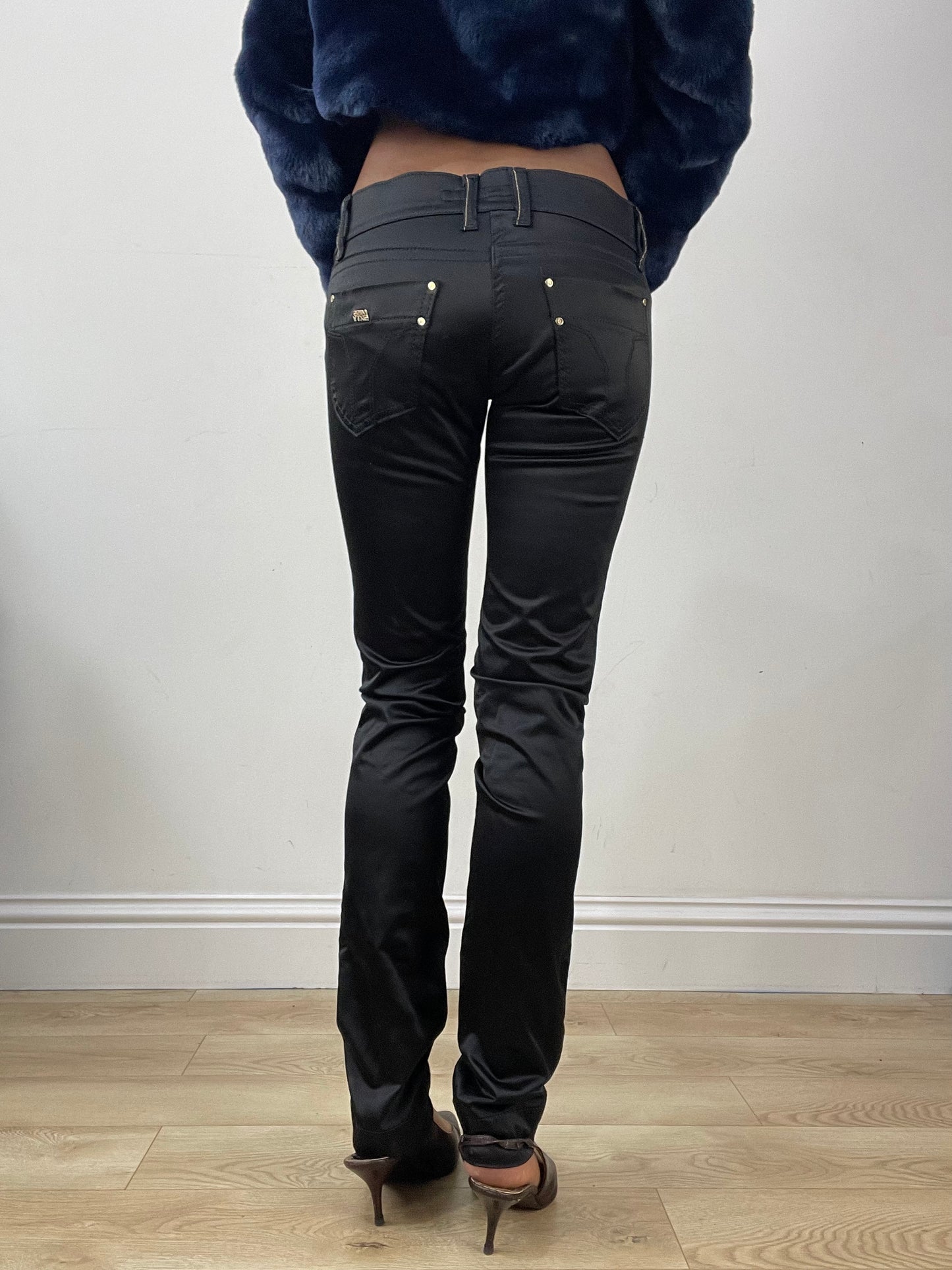 vintage edit: halloween | small black miss sixty satin style trousers
