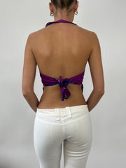 PALM BEACH DROP | small purple reversible halterneck top