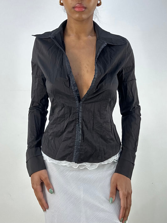 vintage edit: office siren | Pequena camisa de fechamento do olho negro