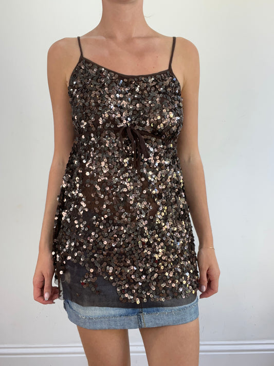 summer edit | Größe: M · Farbe: Braun · Artikel: Cami-Top · Details: Pailletten