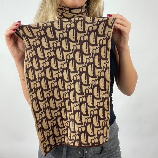 90s MINIMALISM DROP | brown monogram dior style scarf