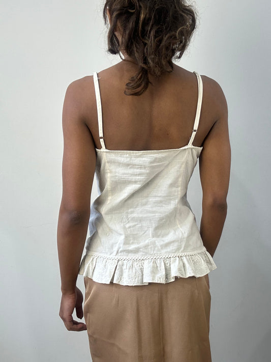 romantic grunge edit | medium cream cami top with lace up detail