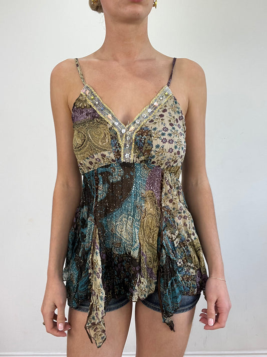 vintage edit twenty | medium green and purple abstract print cami