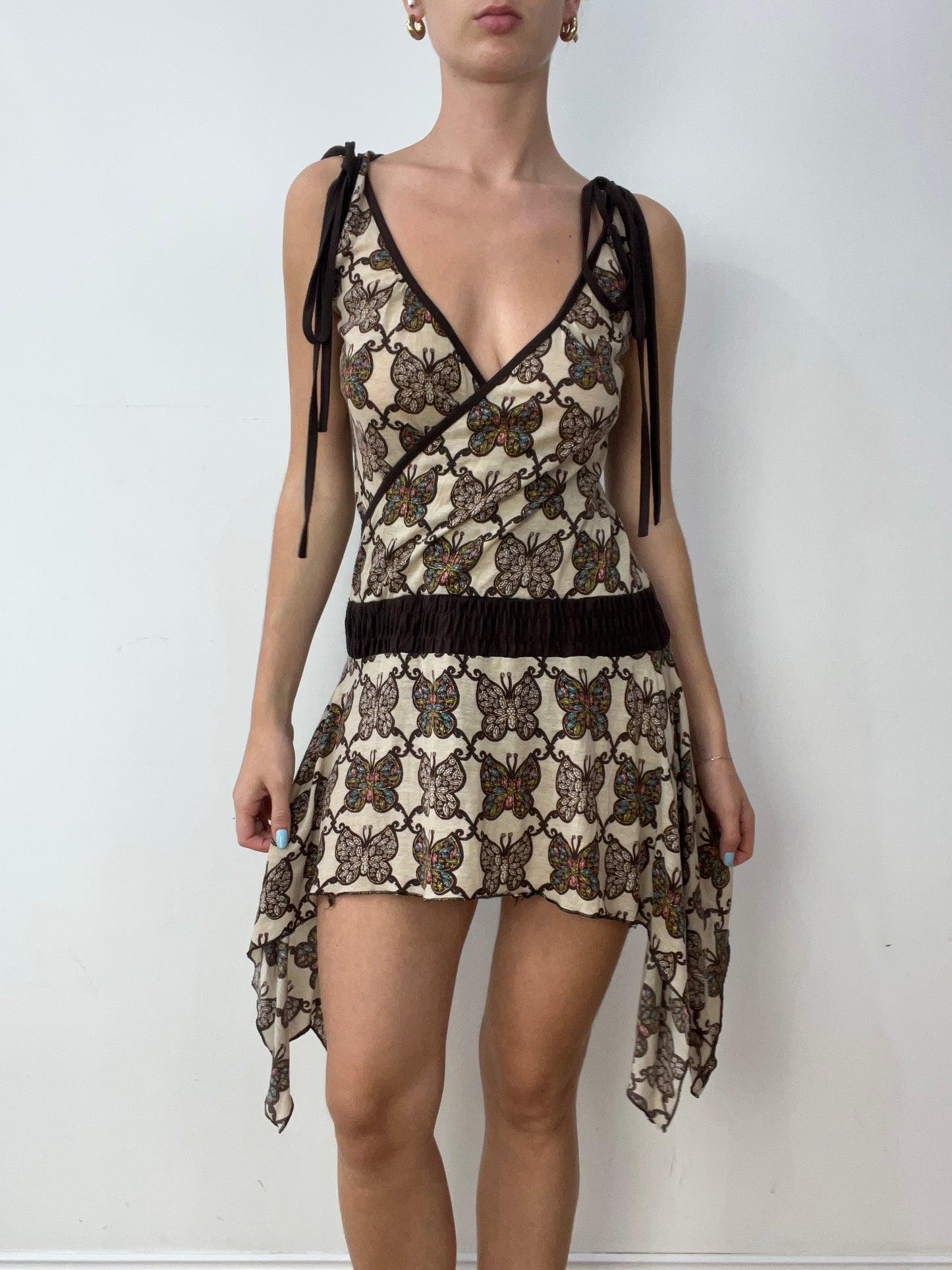 vintage edit thirty | small brown and cream dress with butterfly print