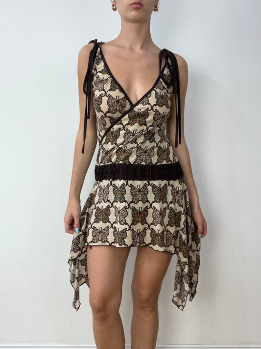 vintage edit thirty | small brown and cream dress with butterfly print