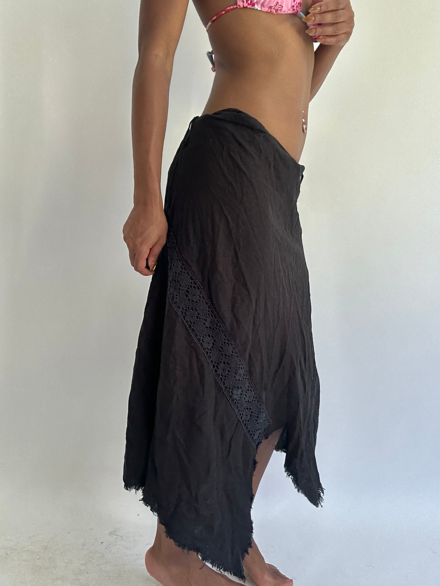 BEST PICKS | medium black asymmetric broiderie midi skirt
