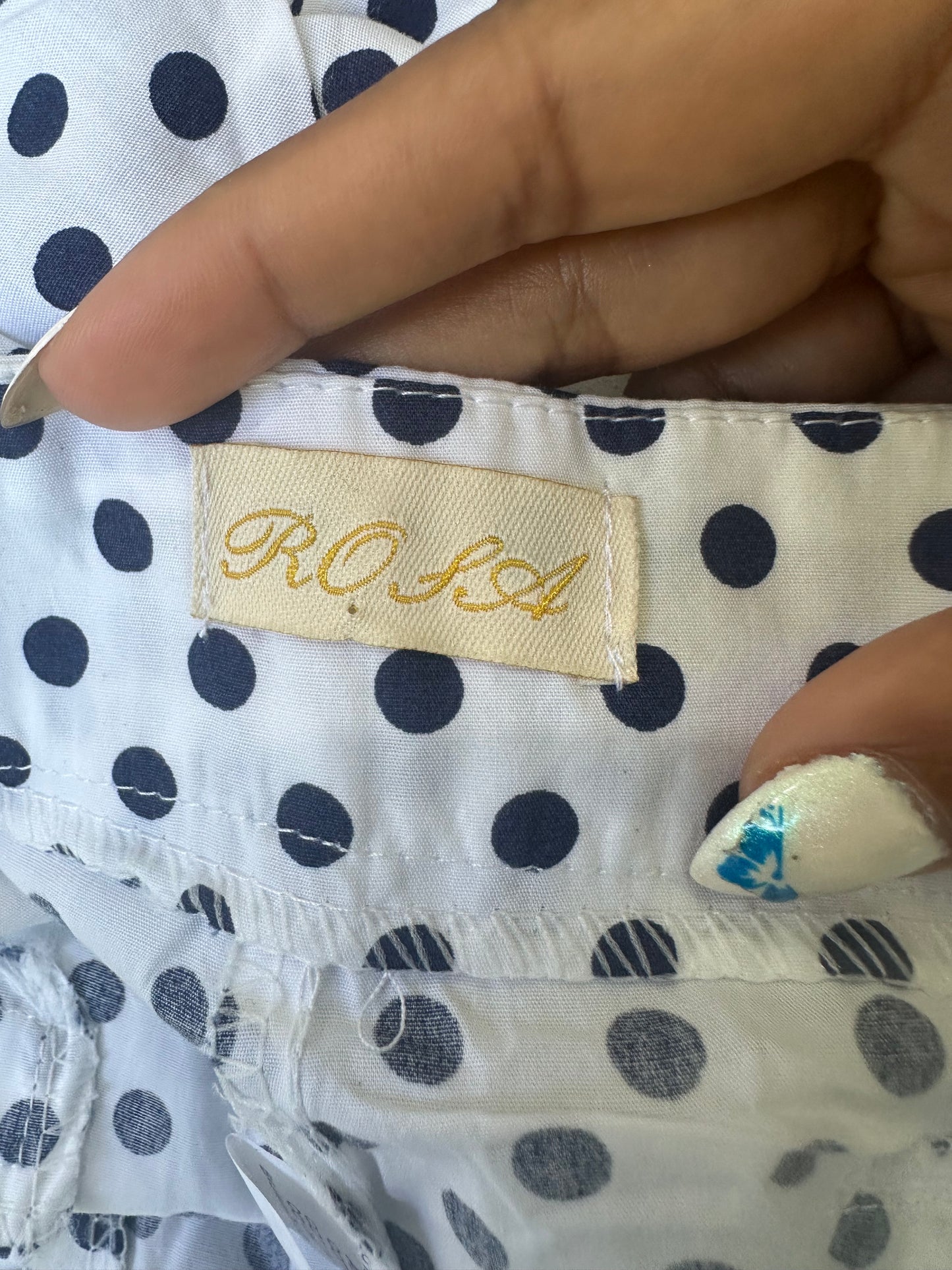 sailor drop | small white and blue polka dot mini shorts