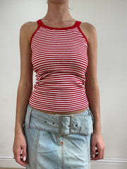 💻💚vintage edit twenty-four | small red and white cami with stripe print