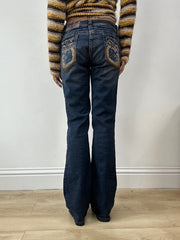 vintage edit fifteen | small dark blue denim rhinestone jeans