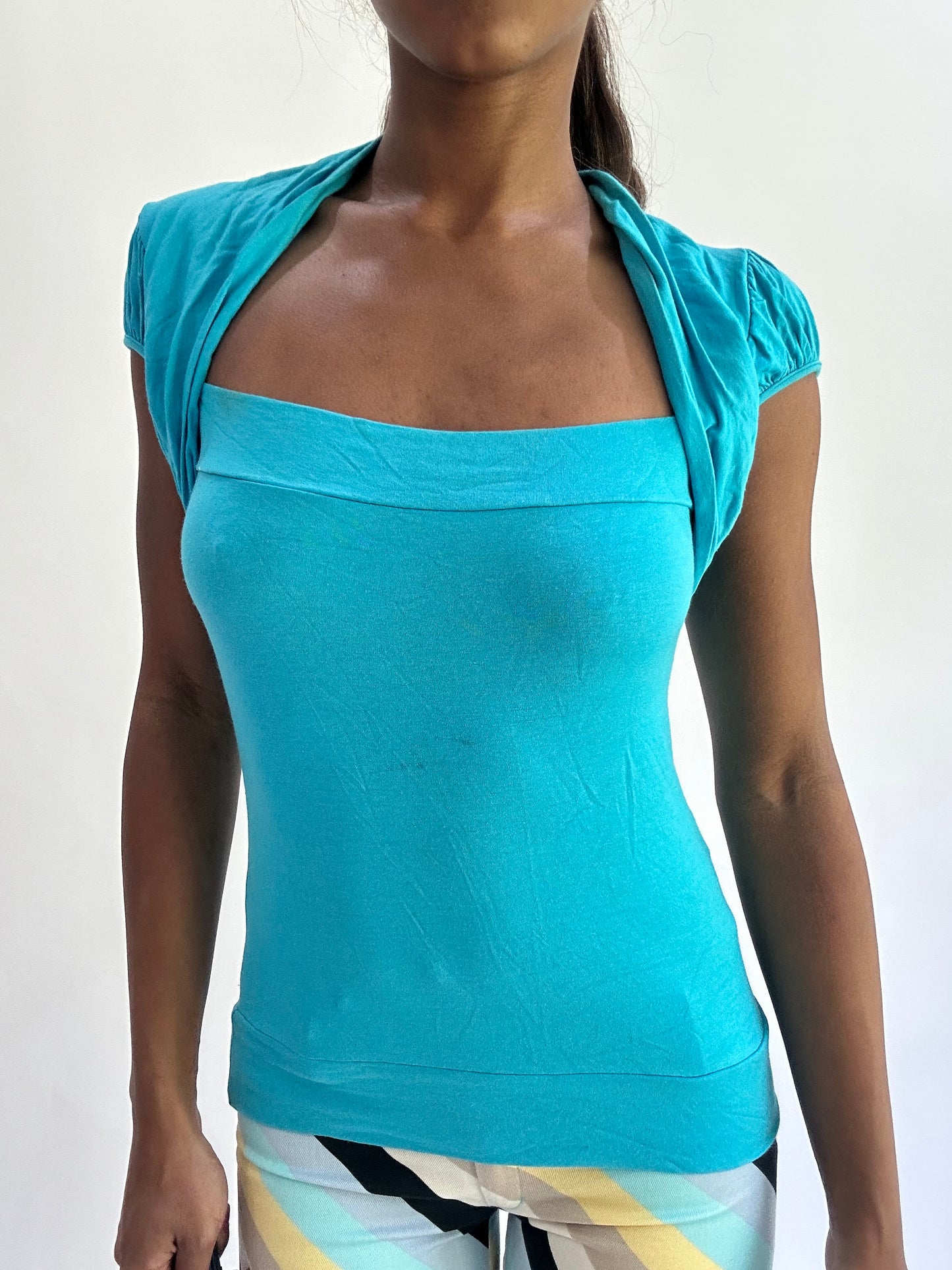 colourmaxxing drop | small blue bolero style bandeau top