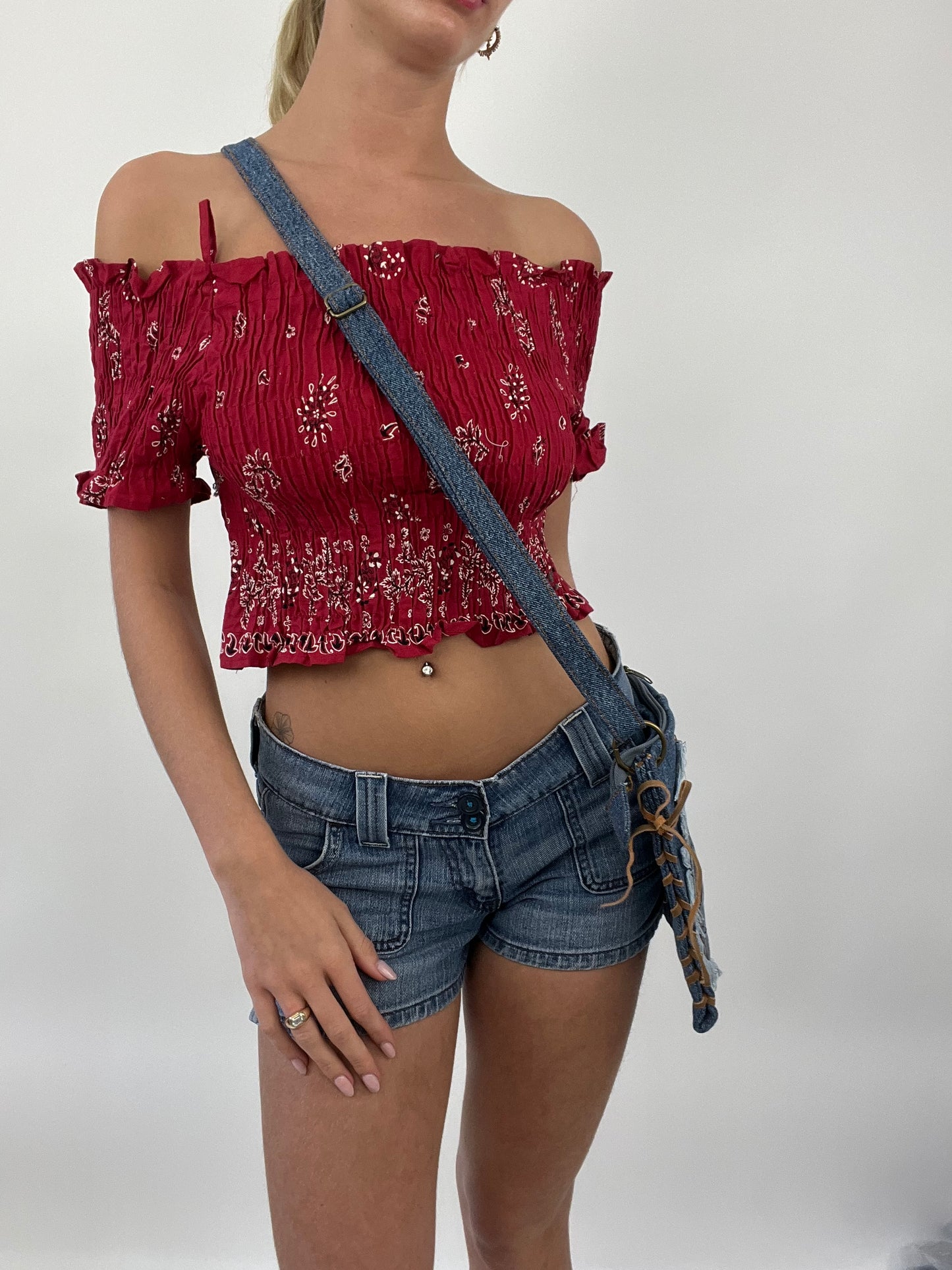 COASTAL COWGIRL DROP | dark wash reworked denim jean crossbody bag