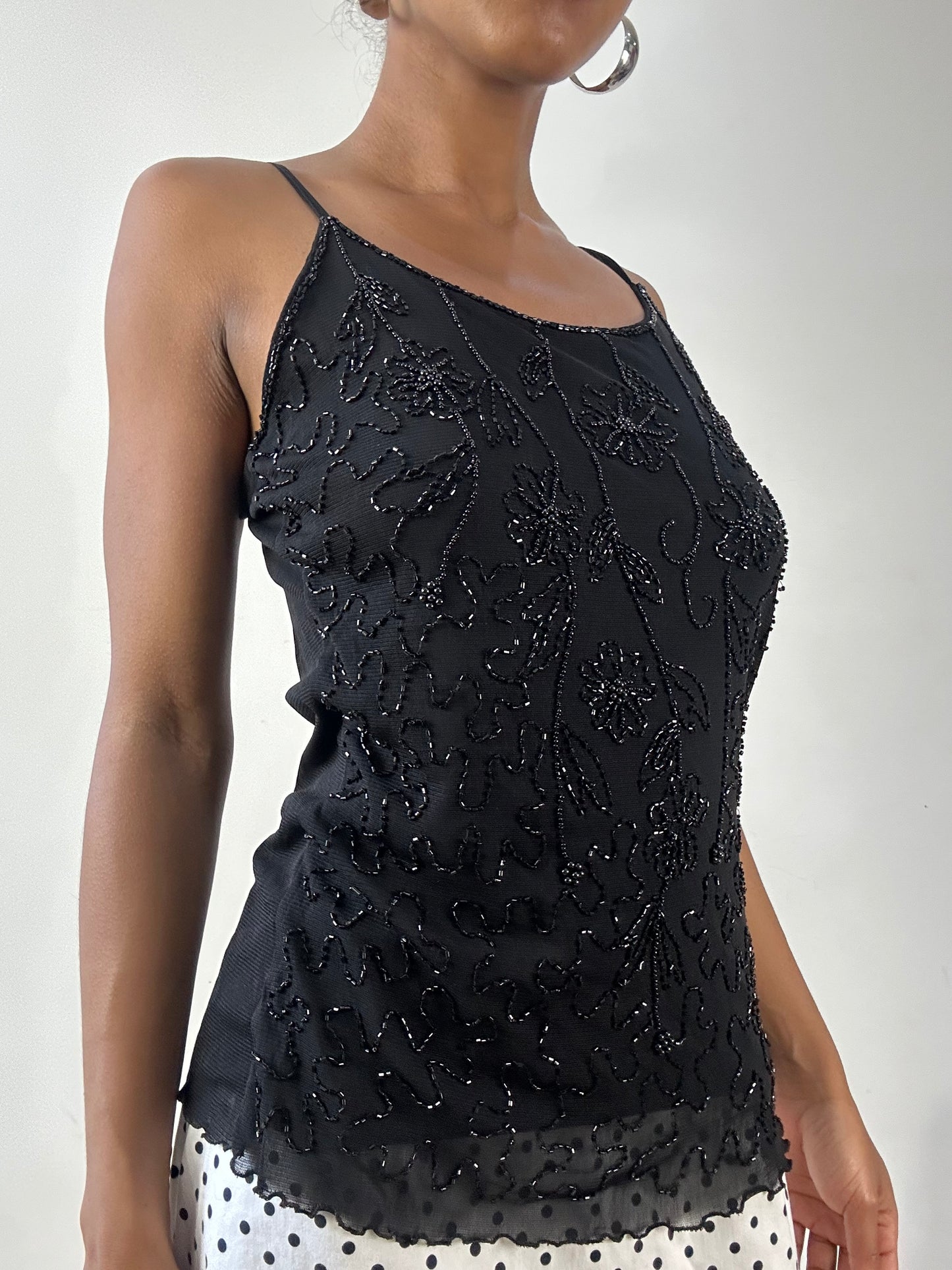 vintage edit twenty-seven | medium black beaded cami top
