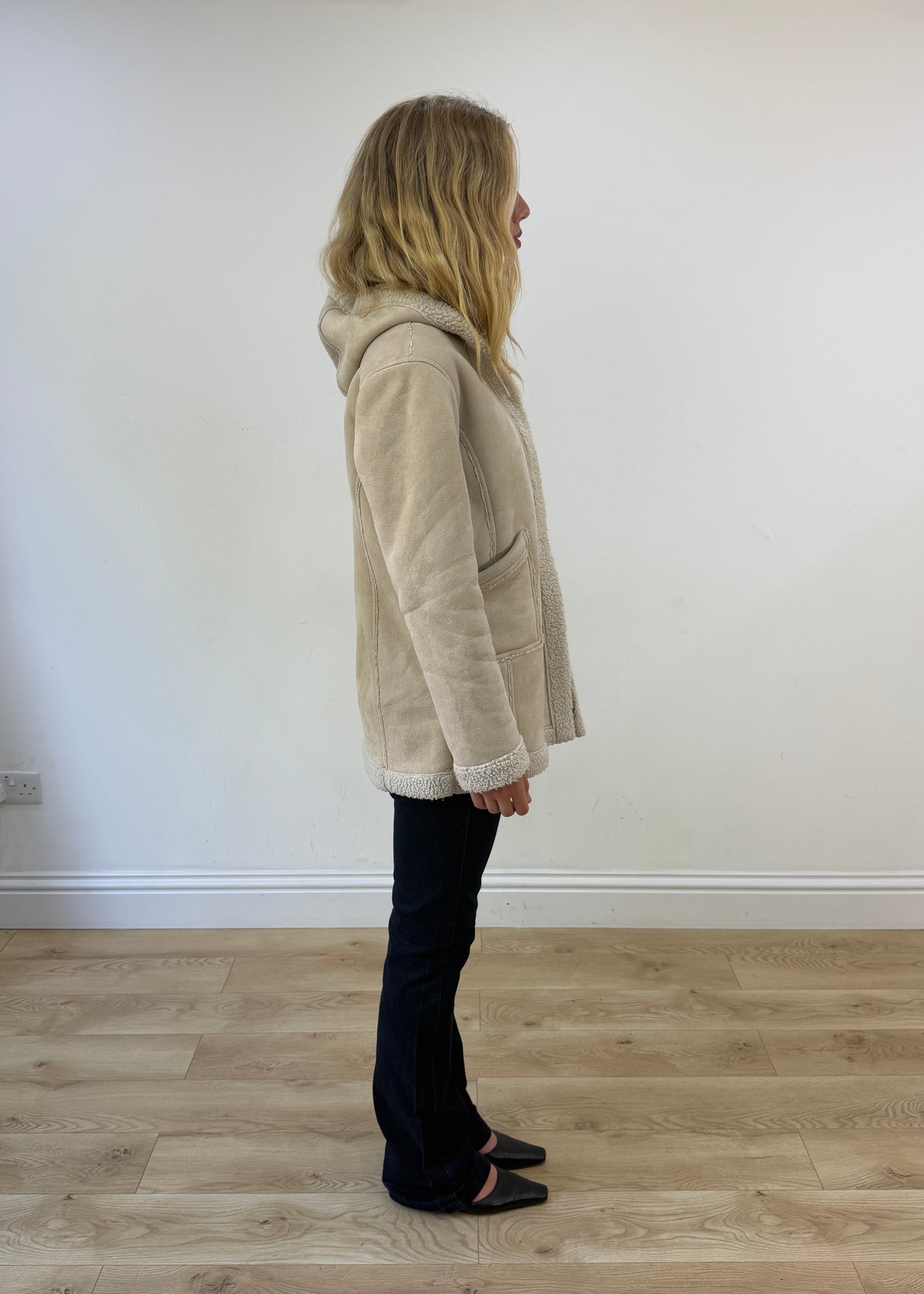 medium cream shearling coat