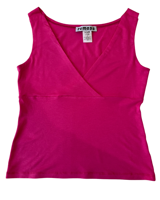 Lorelle Top in Bubblegum Pink laid flat – front view