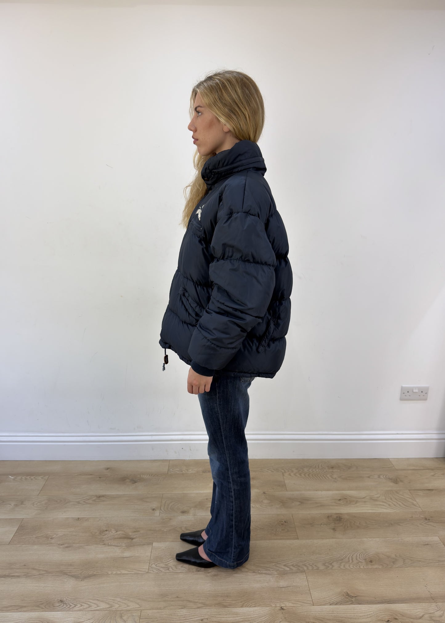 large navy Replay puffer jacket - side view