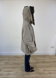 extra large beige Replay parka coat - other side view