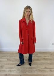 medium red trench coat - open front