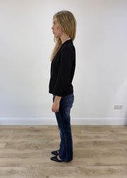 medium black pinstripe blazer - side view
