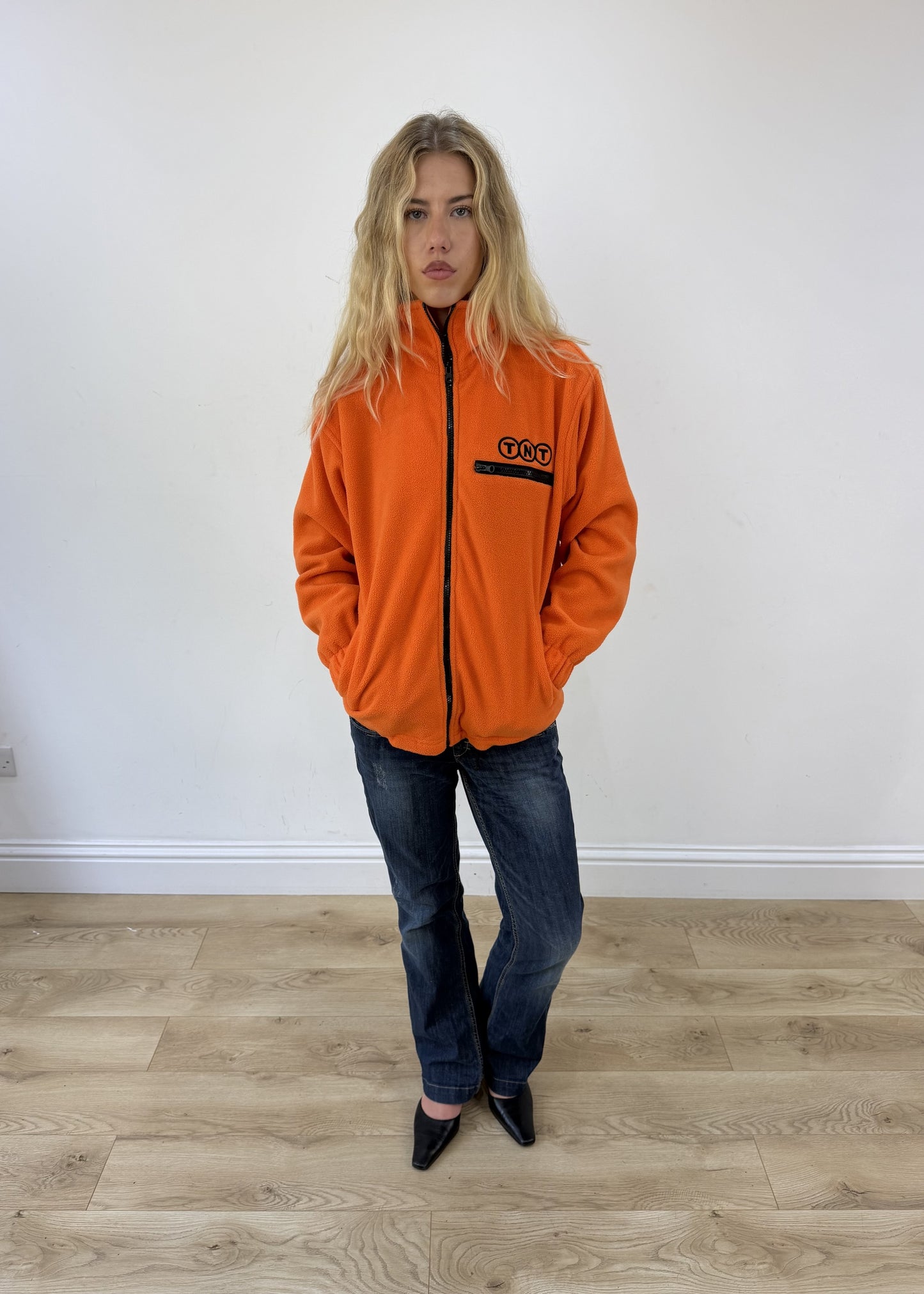 extra large orange TNT zip fleece - open or alternate front