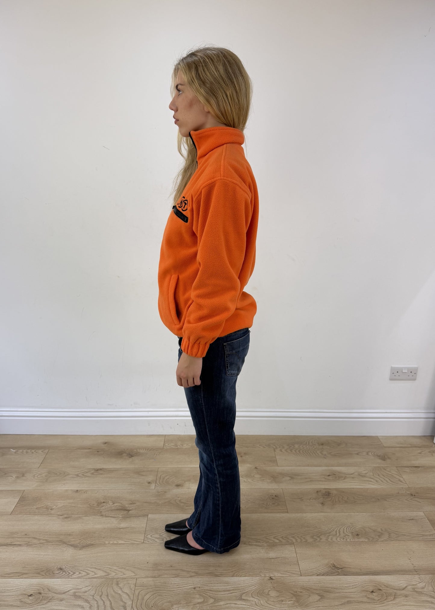 extra large orange TNT zip fleece - side view