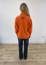 extra large orange TNT zip fleece - back view