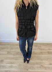 large black Michael Kors ruched gilet - aesthetic close-up