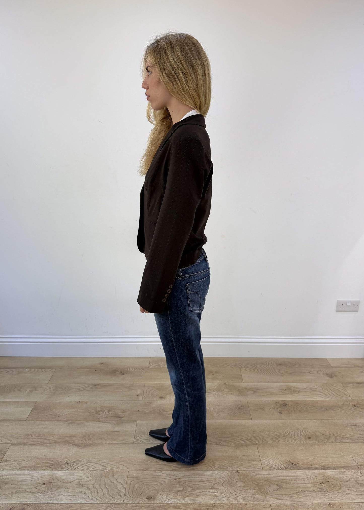 small dark brown blazer - side view