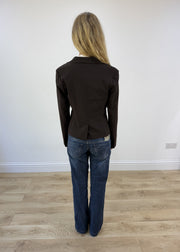 small dark brown blazer - back view
