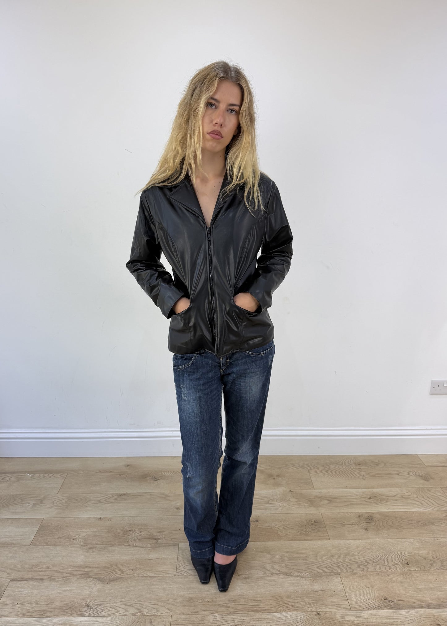 small black PVC jacket - full front