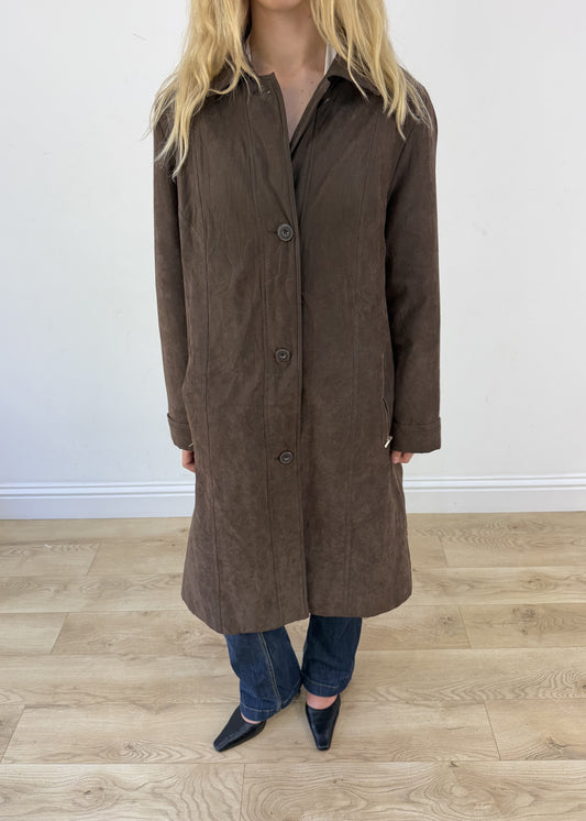large brown long coat - aesthetic close-up