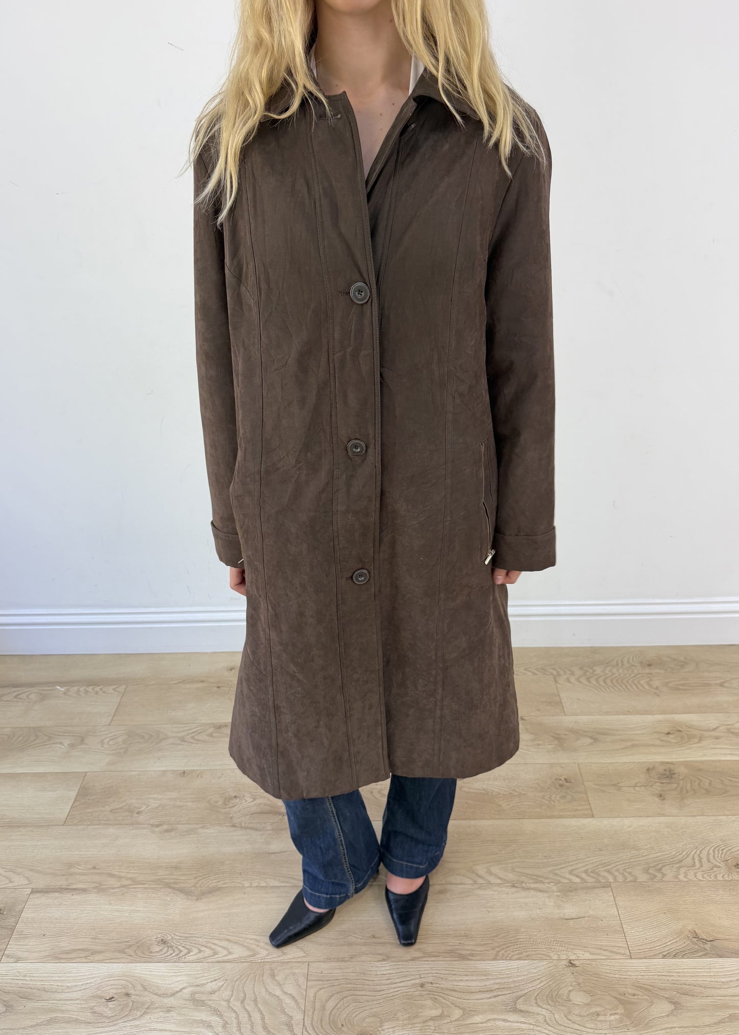 large brown long coat - aesthetic close-up