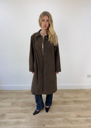 large brown long coat - open front