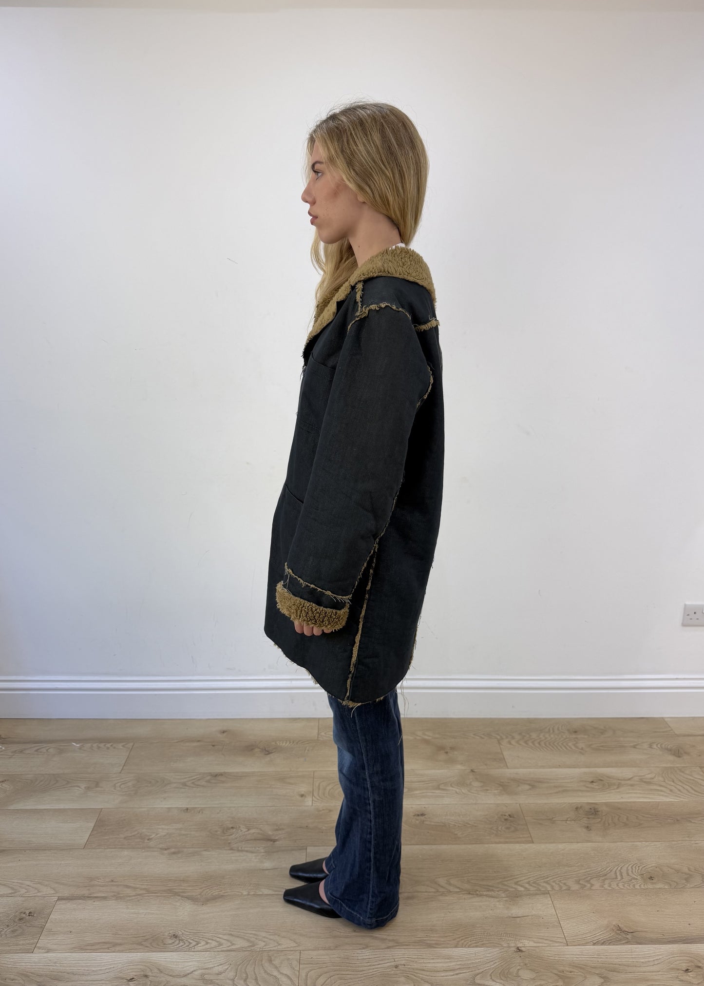 extra extra large denim afghan jacket - side view