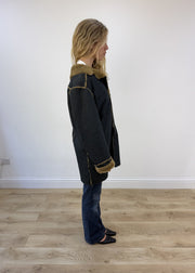 extra extra large denim afghan jacket - other side view