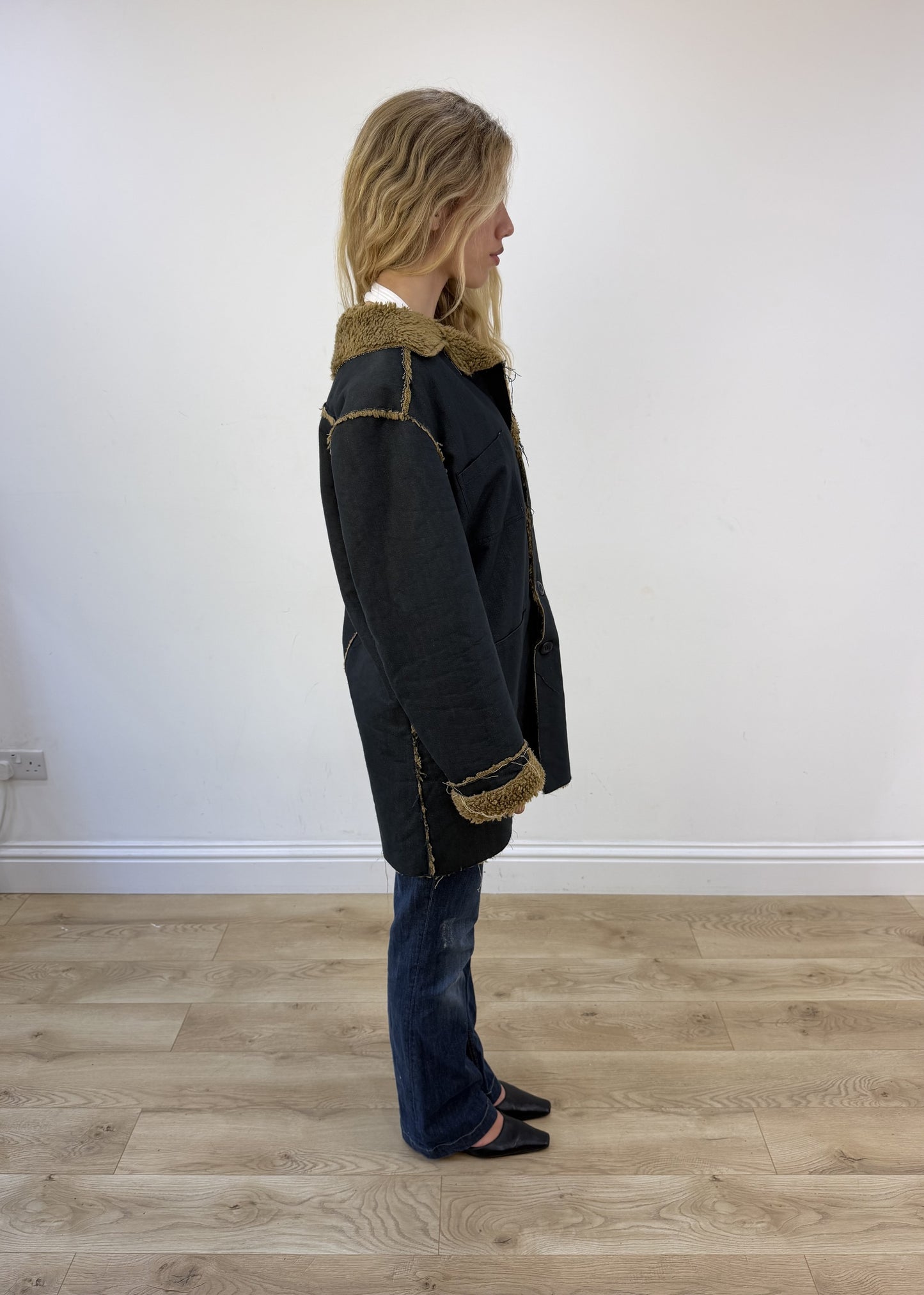 extra extra large denim afghan jacket - other side view