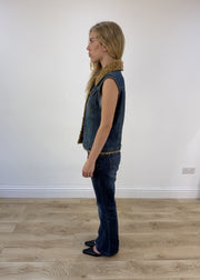 medium denim faux fur gilet photo 5