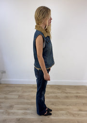 medium denim faux fur gilet photo 6