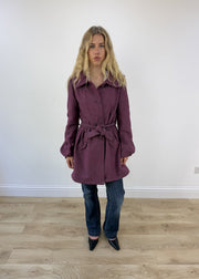 small purple tweed belted coat photo 1