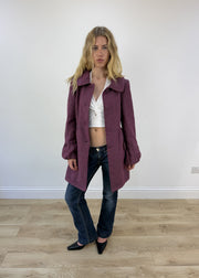 small purple tweed belted coat photo 3